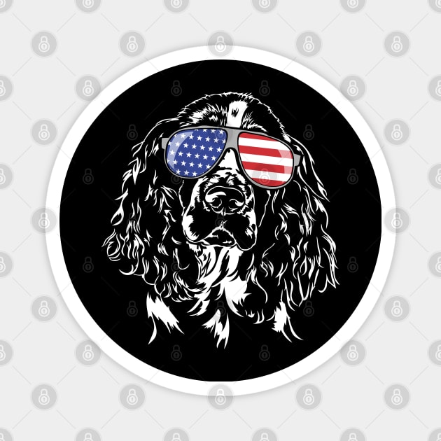 Patriotic English Springer Spaniel with American Flag sunglasses Magnet by wilsigns